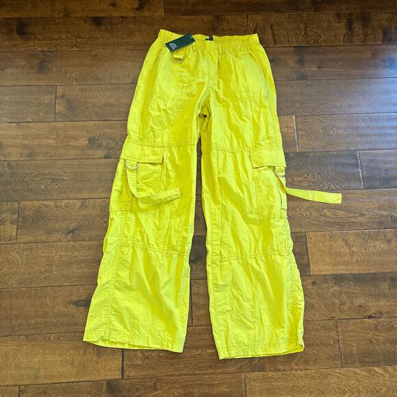 NWT Wild Fable Pull On Elastic Waist Wide Leg Cargo Pants Yellow Women's Size S - Picture 3 of 12